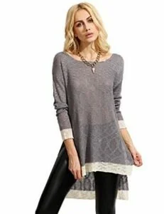 6.Verdusa Women’s Casual Long Sleeve Knit Split Pullover Sweater Blouse